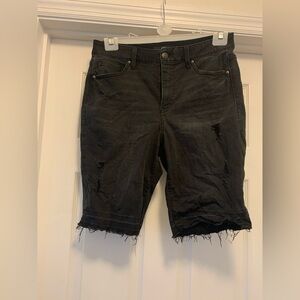 LulaRoe black distressed bermuda shorts